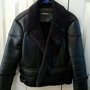 **FINAL MARKDOWN**Faux Leather & Shearling Jacket